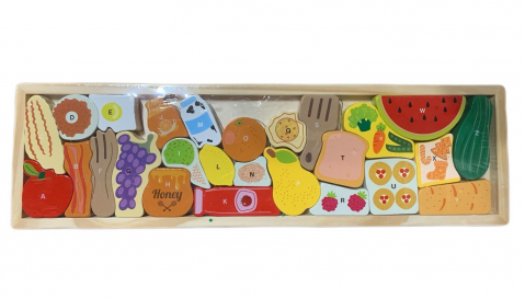 Jocuri - Joc de lemn cu alimente, multicolor, 26 piese