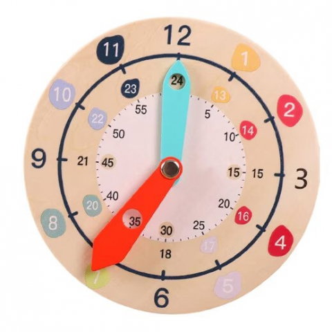 Jucarii interactive - Joc educativ din lemn, Montessori, Invata sa citesti ceasul, 3 ani+