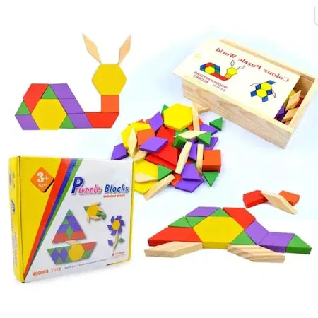 Joc Educativ Tangram 125 Piese Lemn - Ileana Prodexim [0]