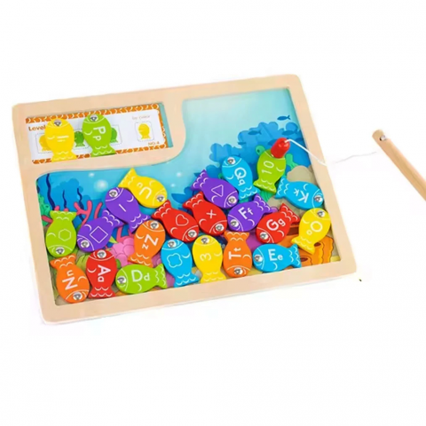 Jocuri - Joc Montessori Pescuit Magnetic cu pestisori colorati cu litere