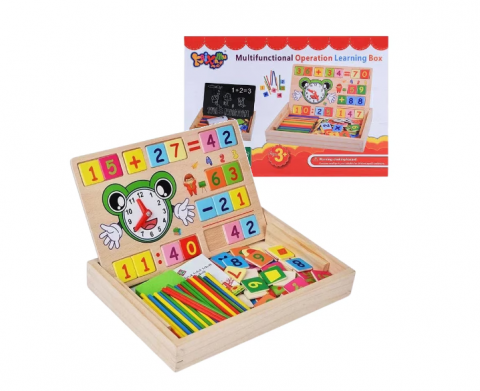 Jocuri si jucarii educative - Jucarie educativa din lemn Tablita multifunctionala Learning Box, + 3 ani