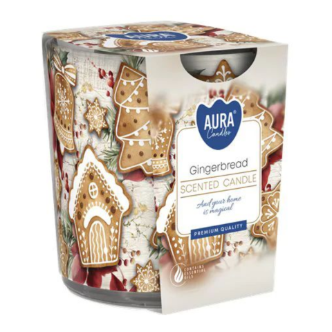 Lumanari si candele - Lumanare pahar parfumata Aura Candles Turta dulce 100 g, 22 h