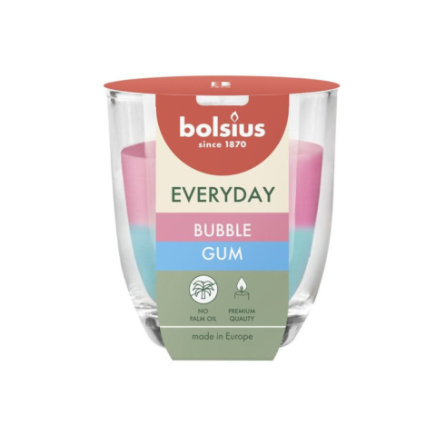 Lumanare parfumata Bolsius, Bubble gum, 21 ore ardere, 80 x 70mm