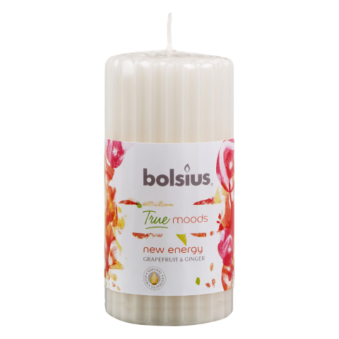 Lumanare parfumata Bolsius, tip stalp, Grapefruit si ghimbir, 12 x 6 cm