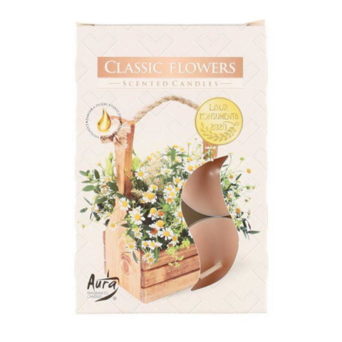 Lumanari parfumate, Bispol Aura Candles, Classic Flowers, 6 bucati