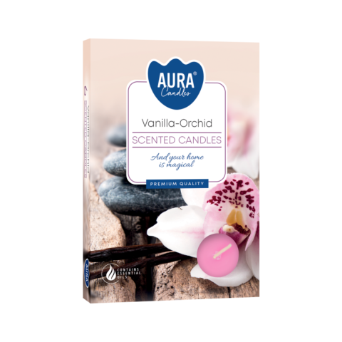 Lumanari si candele - Lumanari parfumate, Bispol Aura Candles, Vanilie si orhidee, 6 bucati