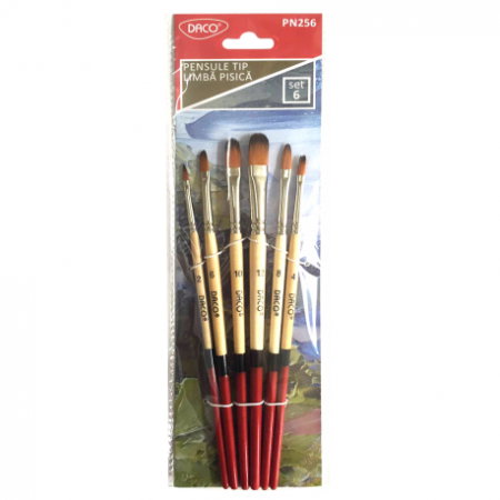 Pensule - Pensula set 6 par sintetic tip limba pisica - DACO
