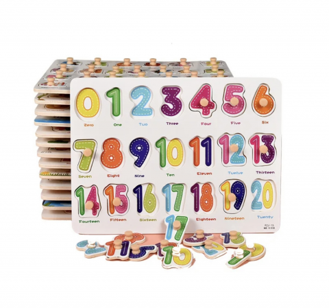 Jocuri - Puzzle incastru Numere litere din lemn, 3 ani+