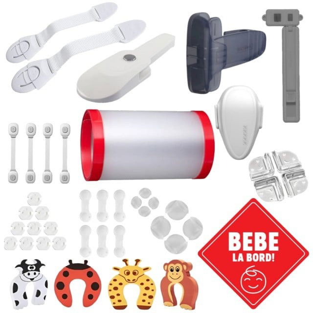 imagine cu diverse produse si blocatoare pentru kit-ul de siguranta copii