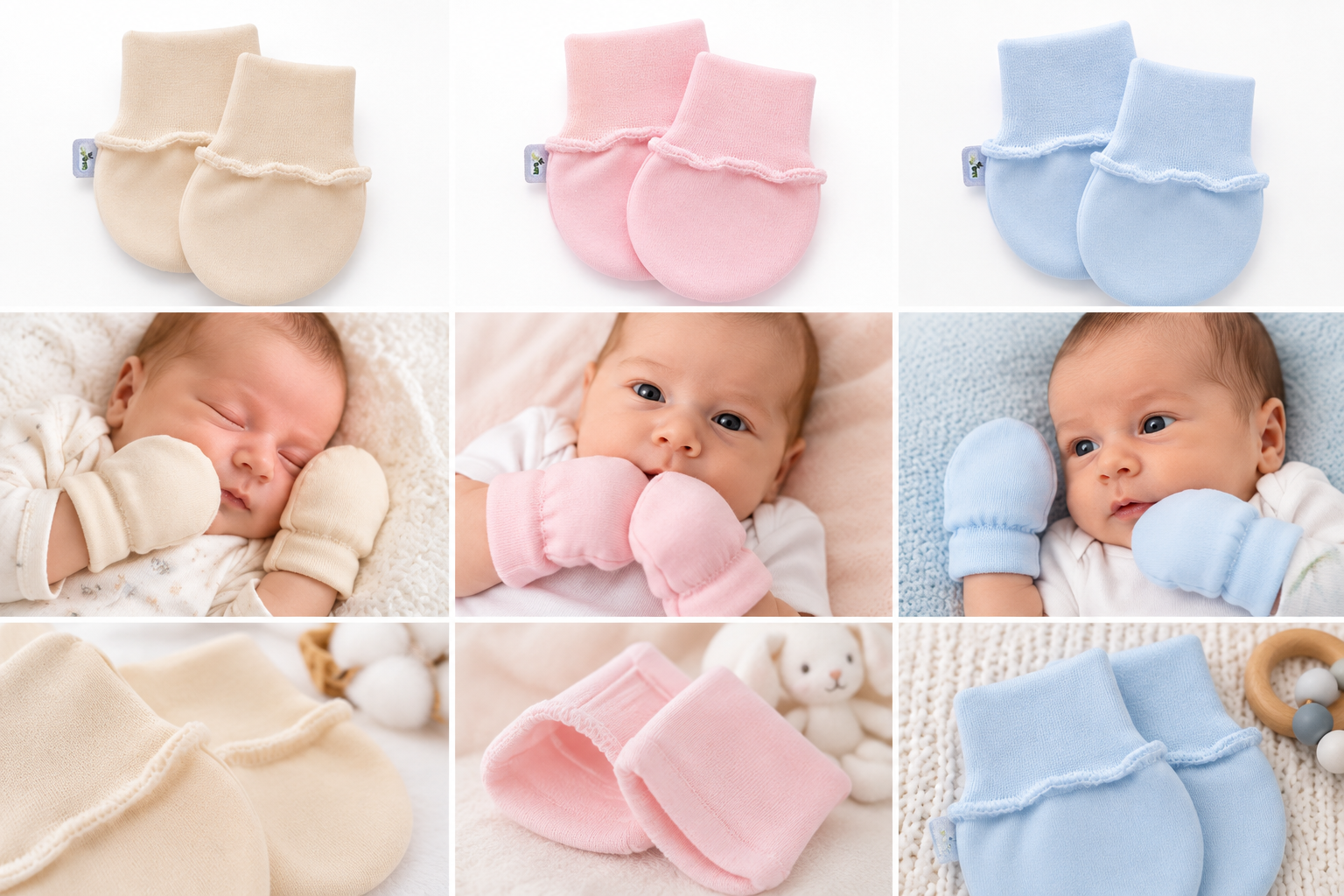 Manusi BabyJem Baby Glove pentru nou-nascuti din bumbac moale