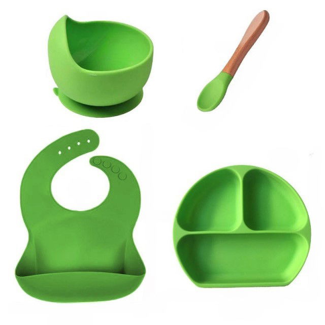 Set diversificare bebelusi verde cu 4 piese