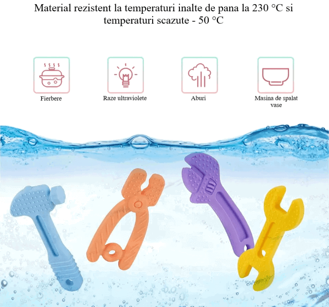 Set de dentitie realizat dintr-un material rezistent, usor de curatat si sterilizat
