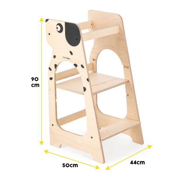 Dimensiuni Turn de invatare MamaToyz Learning Tower din lemn - model Catelus