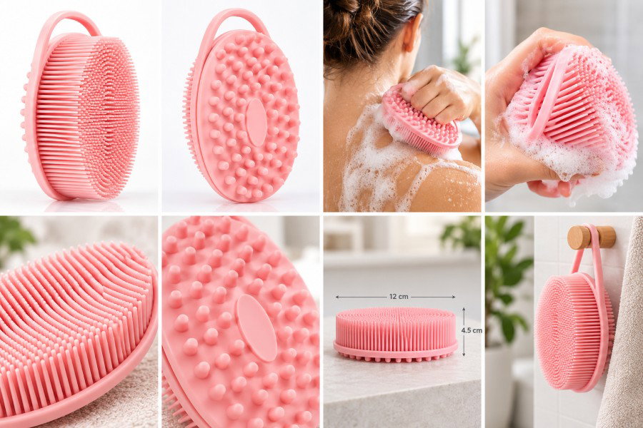 Perie pentru corp 2 in 1 Empria din silicon pentru curatare, exfoliere si masaj