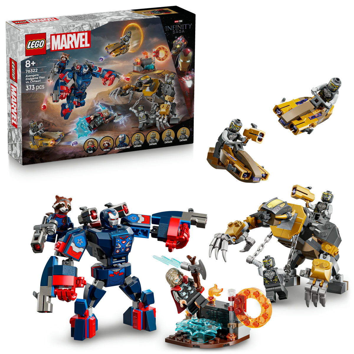 LEGO - LEGO®  Marvel Super Heroes - Thor vs Chitauri din Razbunatorii: Sfarsitul jocului (76322), 373 piese