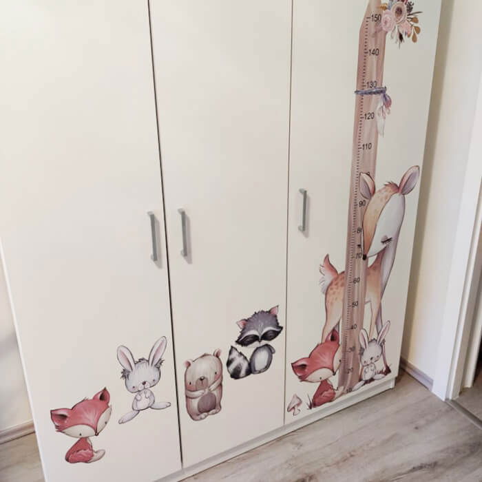 Animalute din padure - autocolant de masurare, Crem, Metru 150 cm [3]