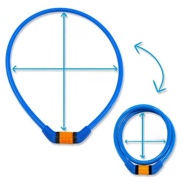 Antifurt bicicleta cu cifru, cablu din otel impletit, lungime 65 cm, rezistent, Bleu [2]