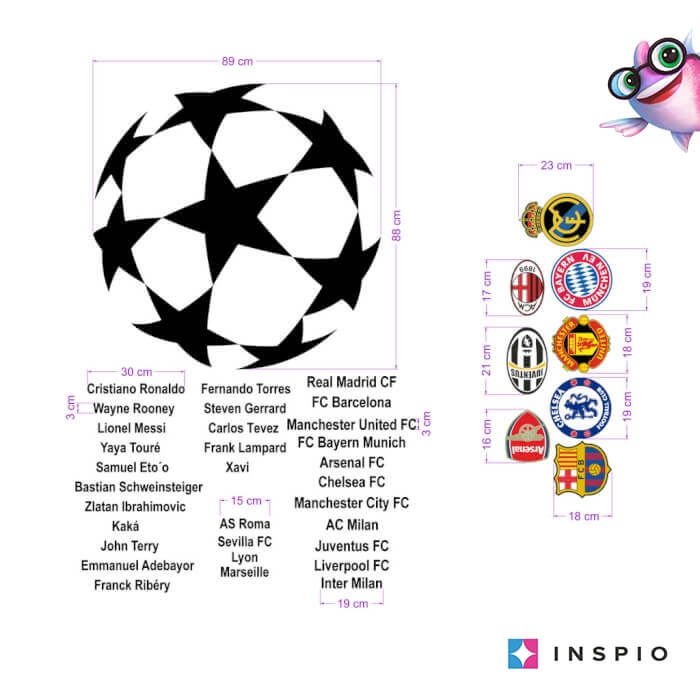Autocolant de perete - Lumea fotbalului, Cerc, 90 x 90 cm [2]