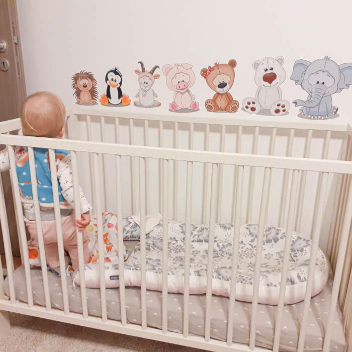 Autocolant pentru perete - Padure plina cu animale, set 9 buc, de la 15 la 25 cm [5]