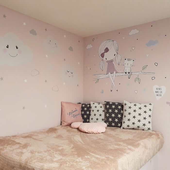 Autocolant zana pe o ramura cu un pisoi mov, 81 x 94 cm [4]