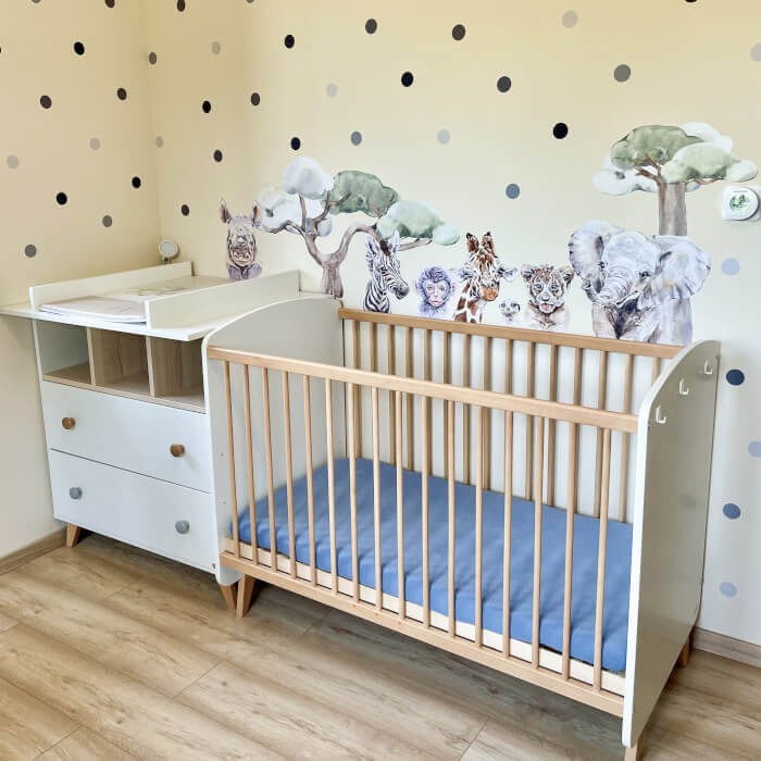 Autocolante deasupra patutului - Mici animale din safari [3]