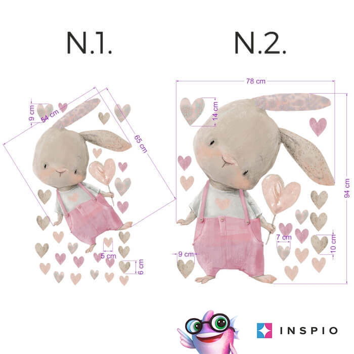 Autocolante pentru perete - Iepuras cu inimioara, Diverse marimi [2]
