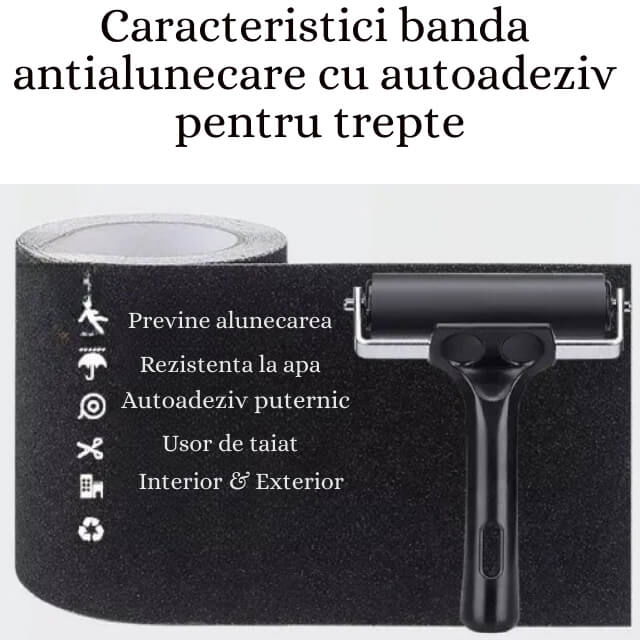 Banda antialunecare cu autoadeziv pentru trepte, rezistenta la apa, PVC, Diverse dimensiuni [7]