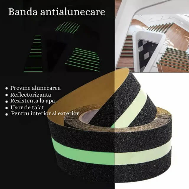 Banda reflectorizanta, antialunecare cu autoadeziv pentru trepte, fosforescenta, 5x500 cm [4]