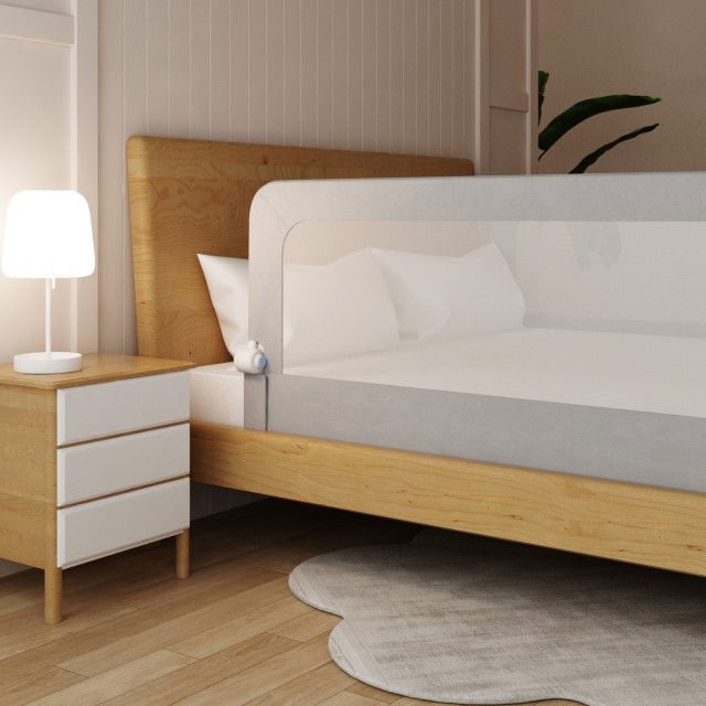 Bariera protectie pat copii, rabatabila, H 70 - 83 cm, 150 cm, Gri [5]