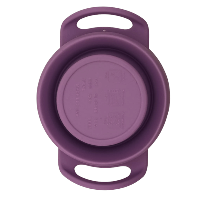 Cana din silicon 2 in 1, pentru gustari si apa, cu capac anti-varsare, Empria, Mov [3]