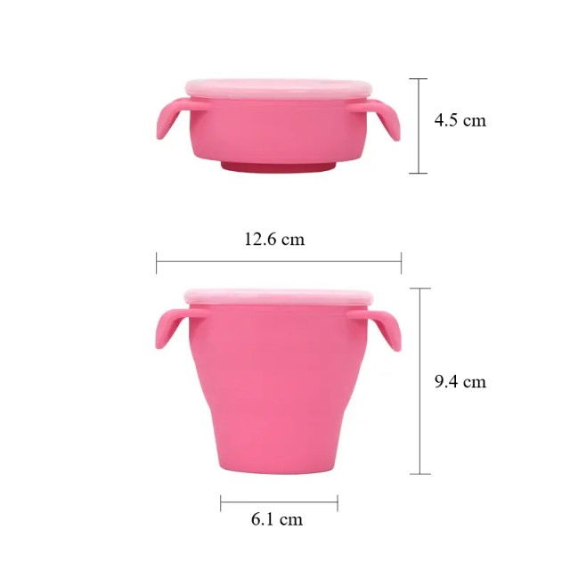 Cana din silicon 2 in 1, pentru gustari si apa, cu capac anti-varsare, Empria, Roz [2]