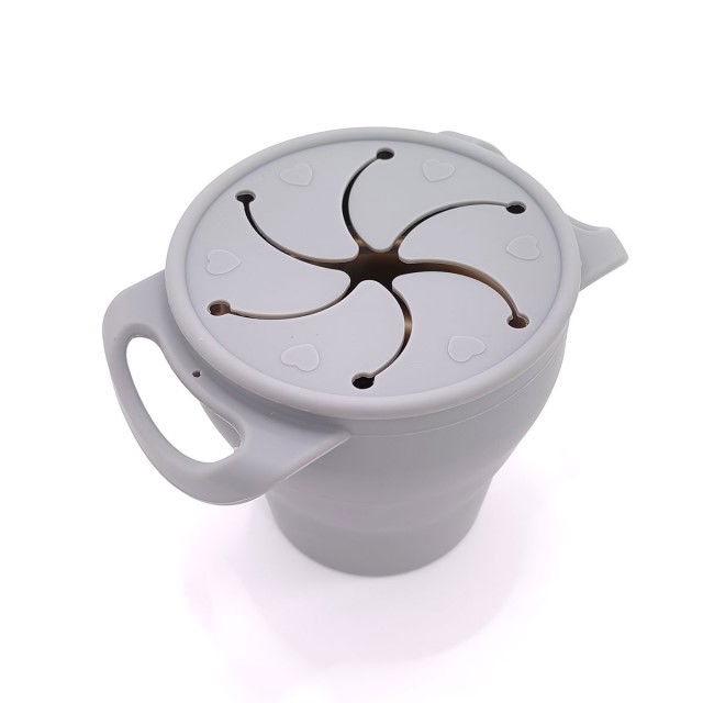 Cana din silicon 2 in 1, pentru gustari si apa, cu capac anti-varsare, Empria, Diverse culori