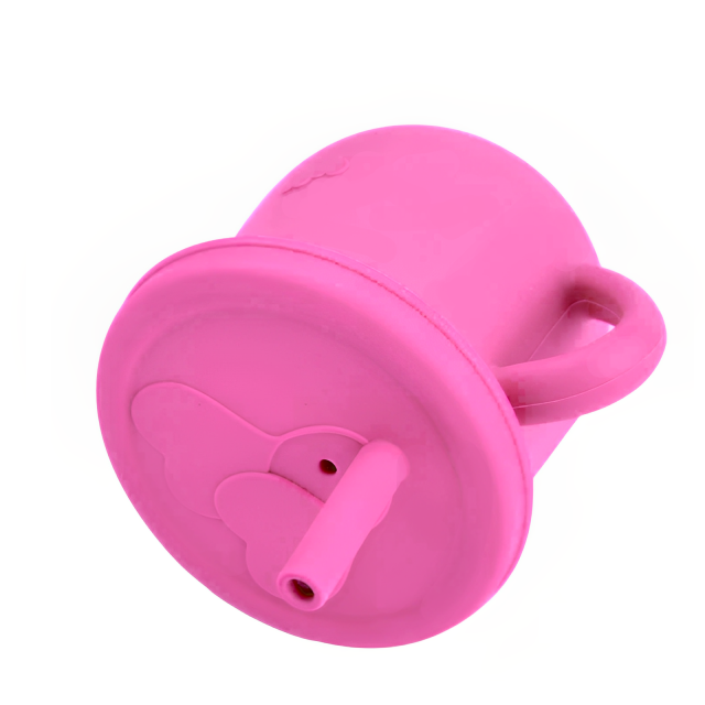 Cana din silicon cu capac si pai, pentru bebelusi, Empria, Roz [4]