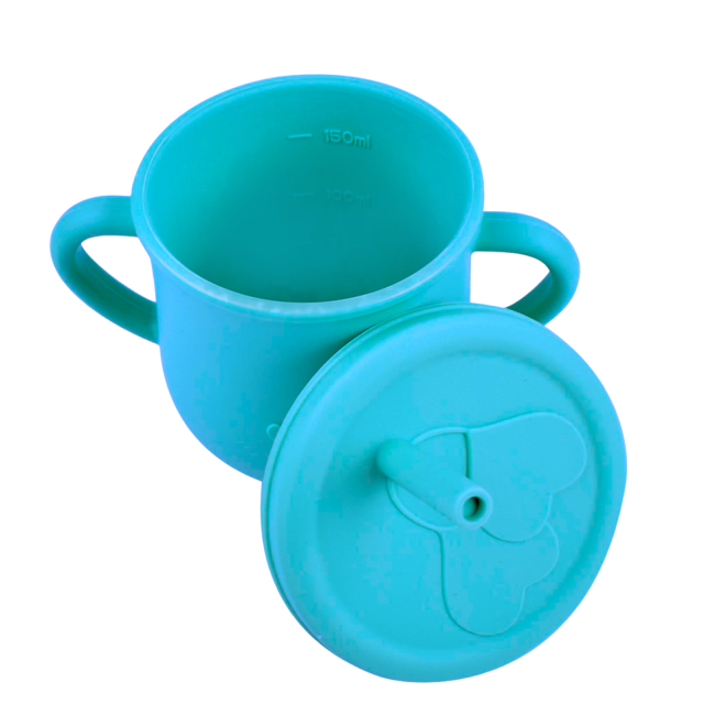 Cana din silicon cu capac si pai, pentru bebelusi, Empria, Blue [5]