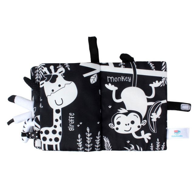 Carte Senzoriala Contrastanta pentru Bebelusi Explorarea Contrastelor, 18.5 x 15 x 3 cm, Jungle [4]