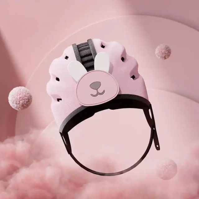 Casca protectie bebelusi cu spuma flexibila, ultrausoara, reglabila, Empria, Iepuras Roz [12]