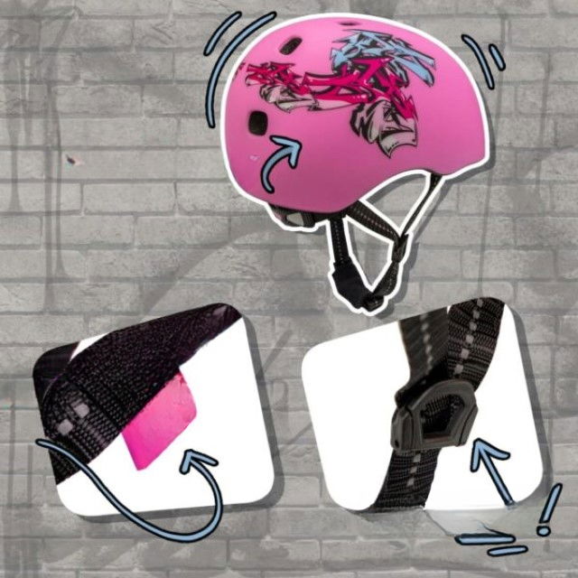 Casca bicicleta adulti, curele reflectorizante, Marime S/M (52-56cm), model Ramp, Grafitti Roz [5]