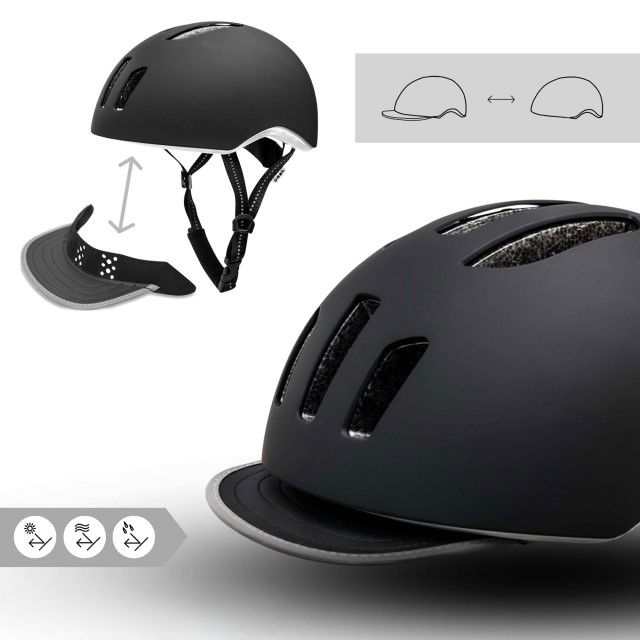 Casca bicicleta adulti, curele reflectorizante si lumina LED, dimensiune reglabila 53-59 cm, model Metro, Negru [3]