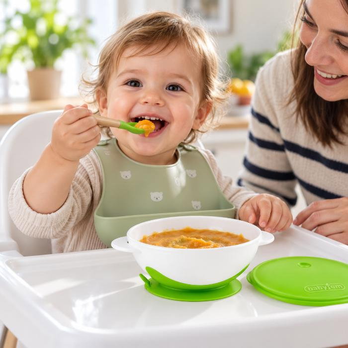 Castron cu ventuza si capac BabyJem, Diverse culori [1]