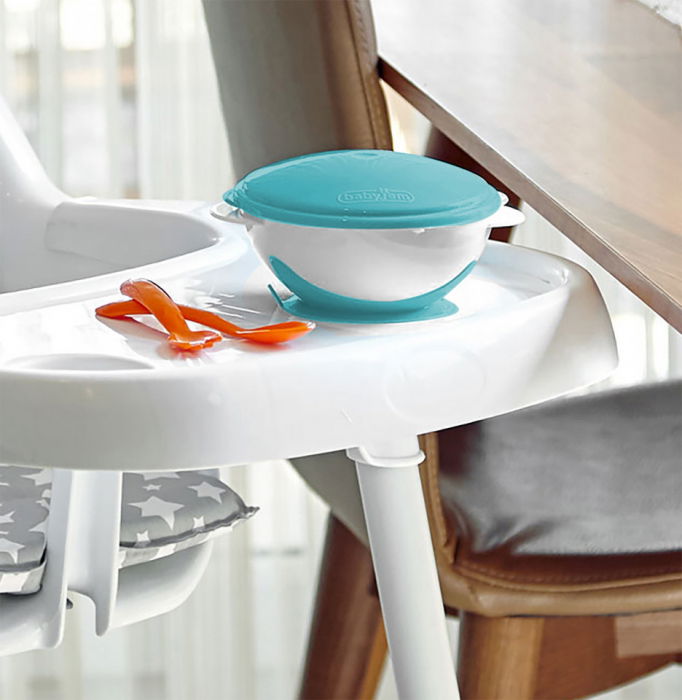 Castron cu ventuza si capac BabyJem, Bleu [2]