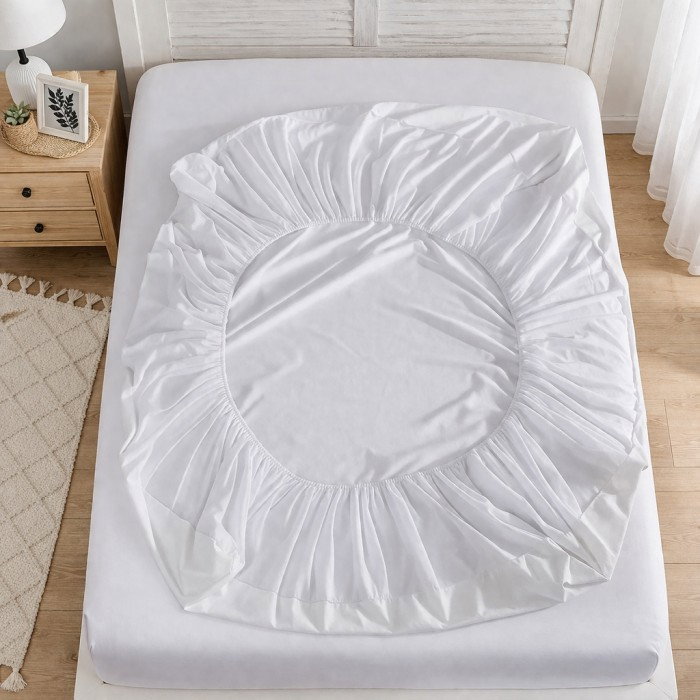 Cearceaf impermeabil alb cu elastic, husa protectie saltea tip prosop, 160x200x40 cm [7]