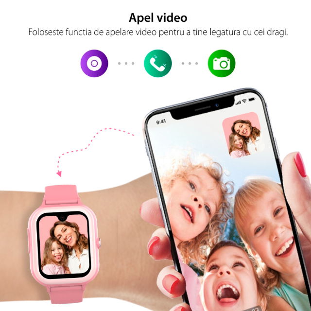 Ceas smartwatch copii gps 5-15m 4G Android Wifi AMOLED 1.78in, Diverse culori [7]