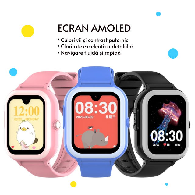 Ceas smartwatch copii gps 5-15m 4G Android Wifi AMOLED 1.78in, Diverse culori [4]