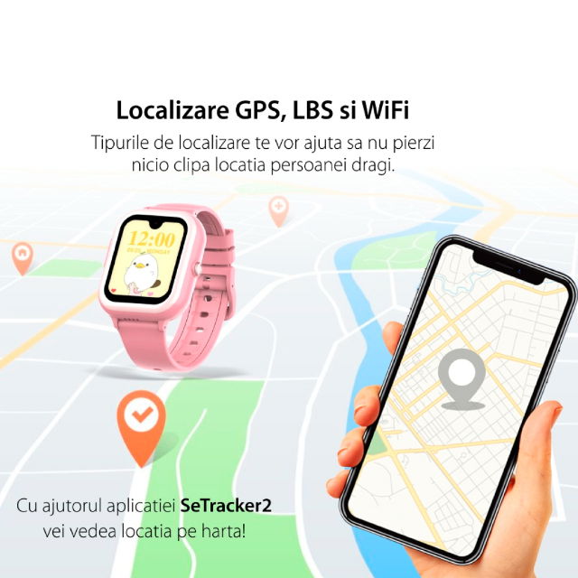 Ceas smartwatch copii gps 5-15m 4G Android Wifi AMOLED 1.78in, Diverse culori [8]