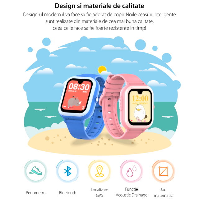 Ceas smartwatch copii gps 5-15m 4G Android Wifi AMOLED 1.78in, Diverse culori [10]