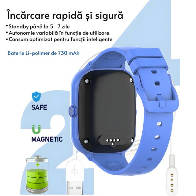 Ceas smartwatch copii gps 5-15m 4G Android Wifi AMOLED 1.78in, Diverse culori [6]