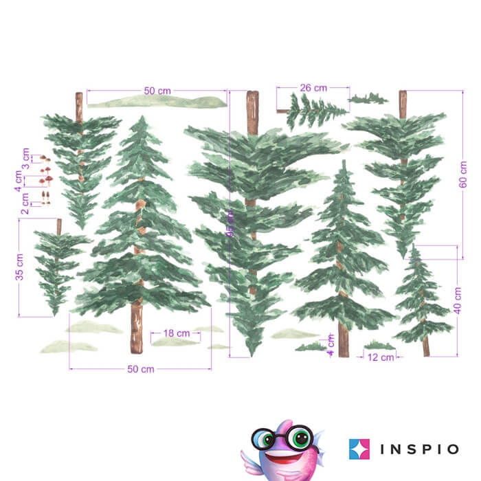 Copaci mici - Autocolante pentru perete + accesorii, 8 buc,Verde [2]