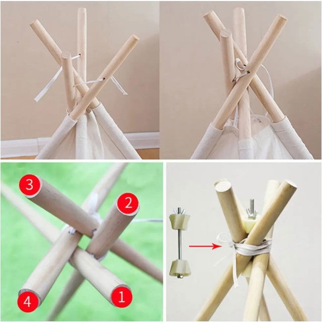 Cort de joaca pentru copii, cort teepee, stil indian, Empria, 110x110x110 cm, Diverse culori [7]