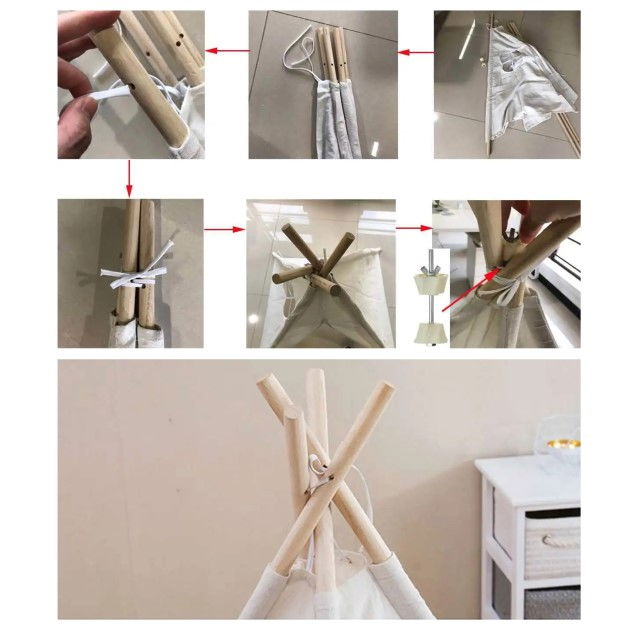 Cort de joaca pentru copii, cort teepee, stil indian, Empria, 110x110x110 cm, Diverse culori [8]