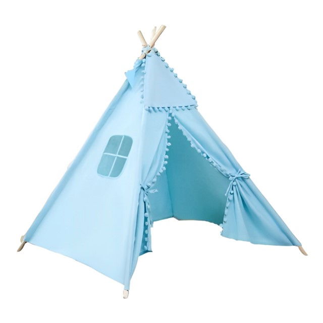 Cort de joaca pentru copii, cort teepee, stil indian, Empria, 110x110x110 cm, Bleu [3]